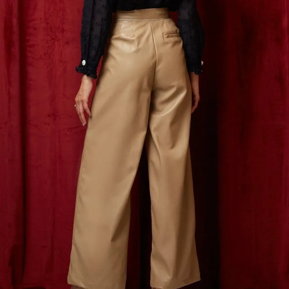 SISTER JANE *Dream Valentina Faux Leather Trousers* ~ Wide Leg ~ High Rise ~ NEW - Picture 7 of 15